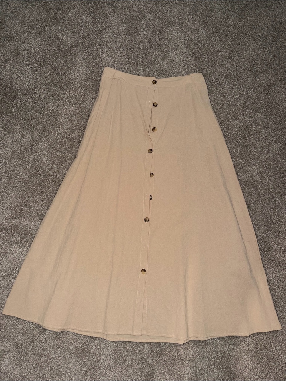 SHEIN Beige Button-Front A-Line Midi Skirt